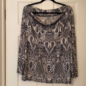 Worthington black & white paisley print tunic.